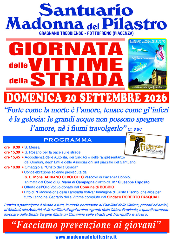 Giornata delle Vittime della strada 2026 - Santuario Madonna del Pilastro